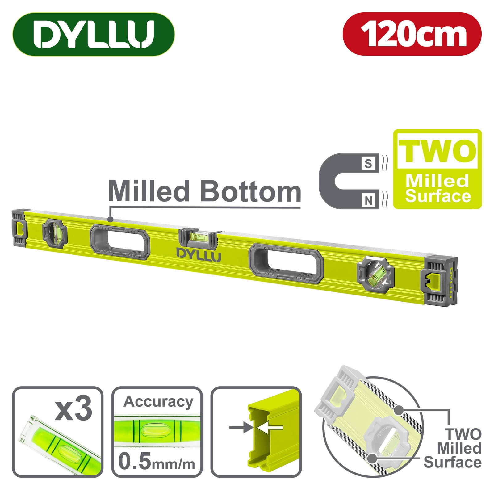 Уровень магнитный 1200мм DYLLU DTSL3G120