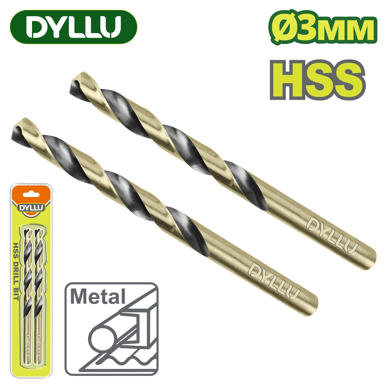 Сверло по металлу HSS 3мм DYLLU DTTD1K03 (2шт.)