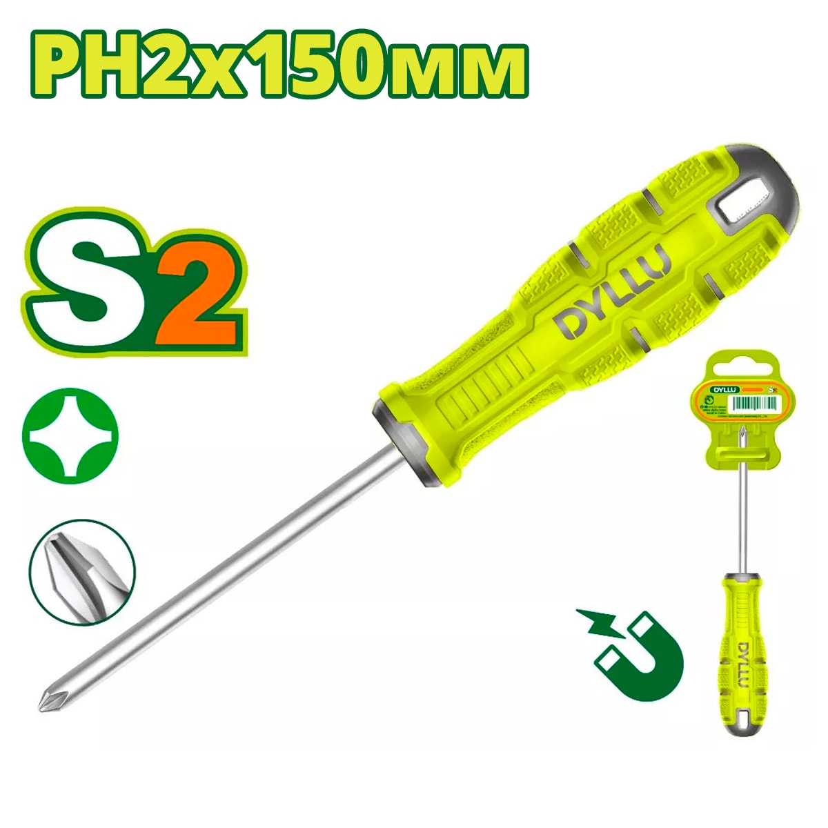 Отвертка крестовая PH2x150 мм DYLLU DTSDB226