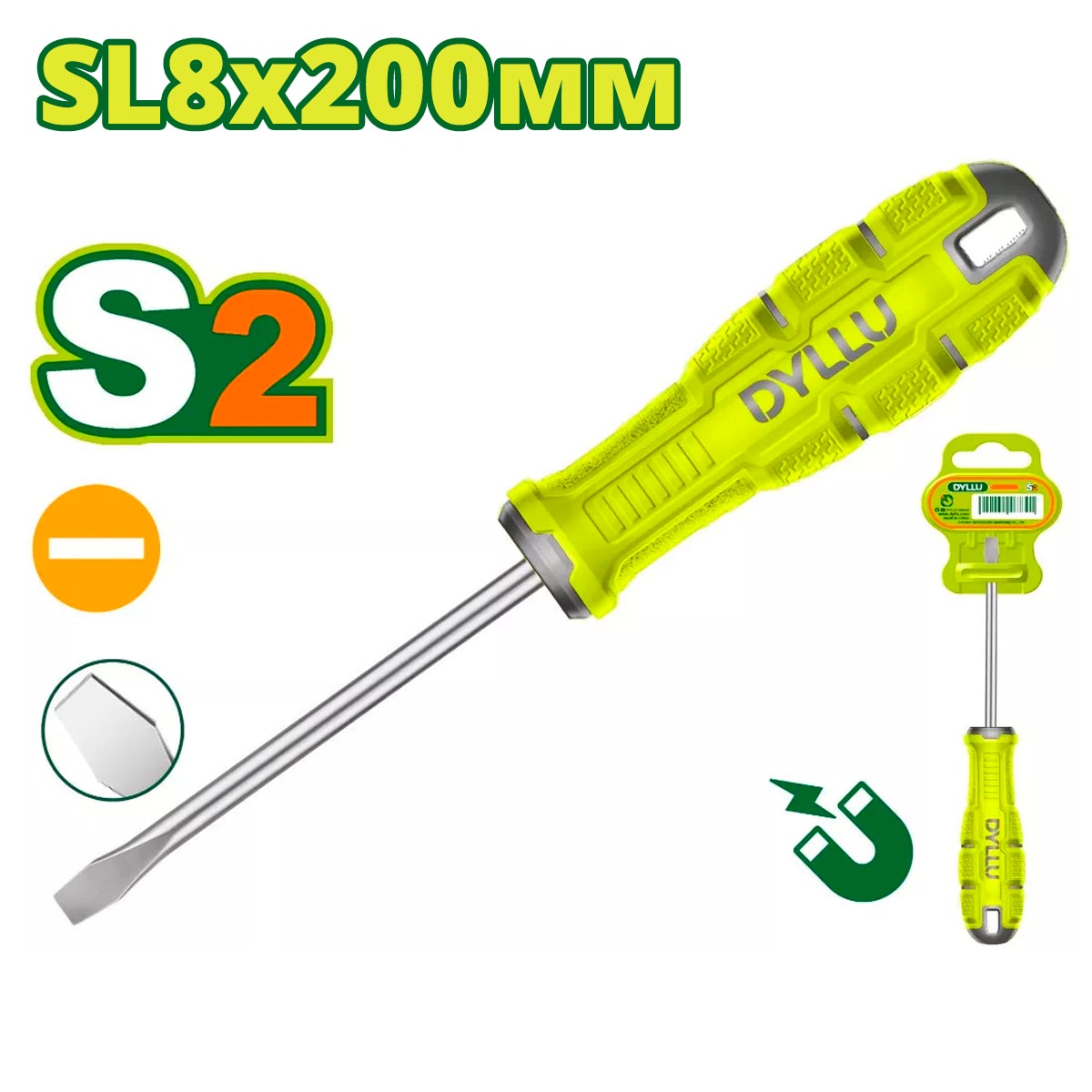 Отвертка шлицевая SL8 200мм DYLLU DTSDA288