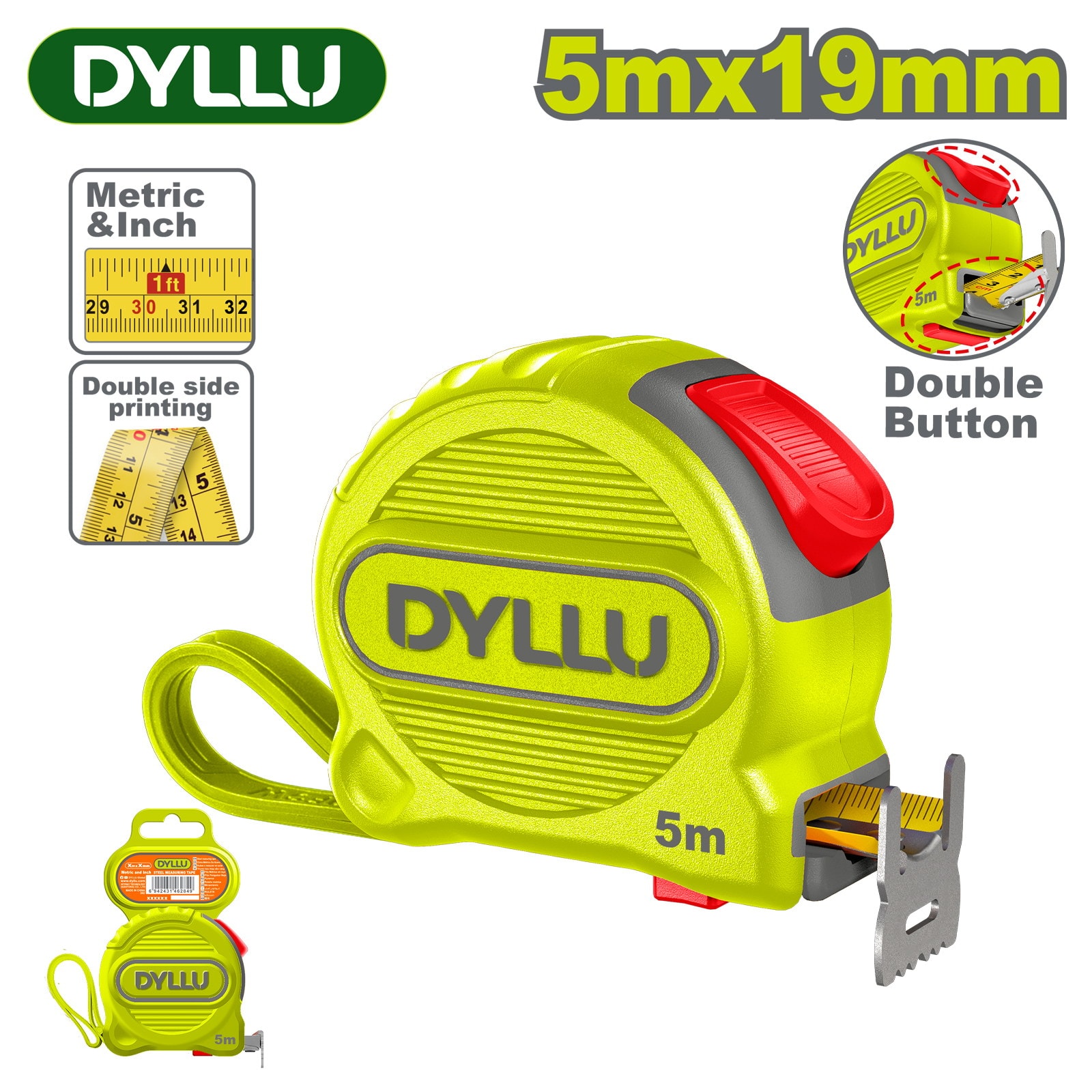 Рулетка 5 м х 19 мм DYLLU DTMT2220