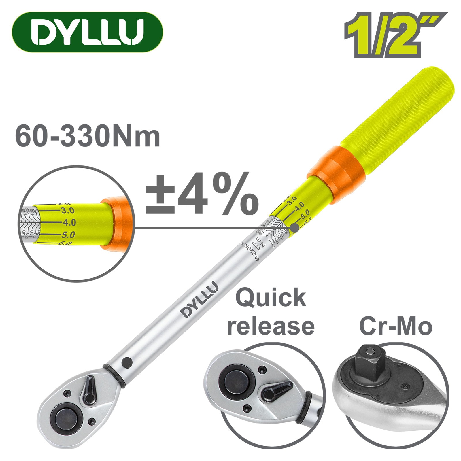 Ключ динамометрический 1/2 " DYLLU DTWQ7D22