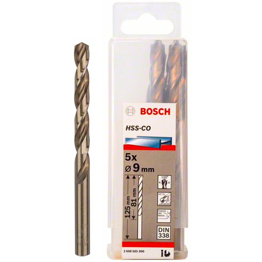 Сверло по металлу 9x81x125 мм HSS-Co (5 шт) BOSCH (2608585896)