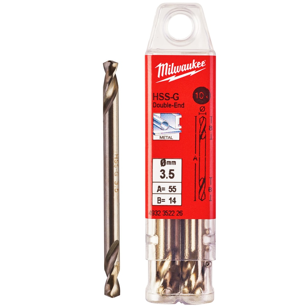 Сверло по металлу двухстороннее 3.5x55 мм HSS-G (10 шт) Round Shank Milwaukee (4932352226)