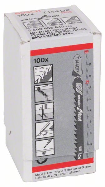 Пилка для лобзика T 144 DP Precision for Wood (100 шт), BOSCH, фото 2