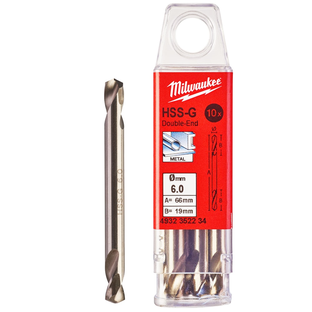 Сверло по металлу двухстороннее 6,0x66 мм HSS-G (10 шт) Round Shank Milwaukee (4932352234)