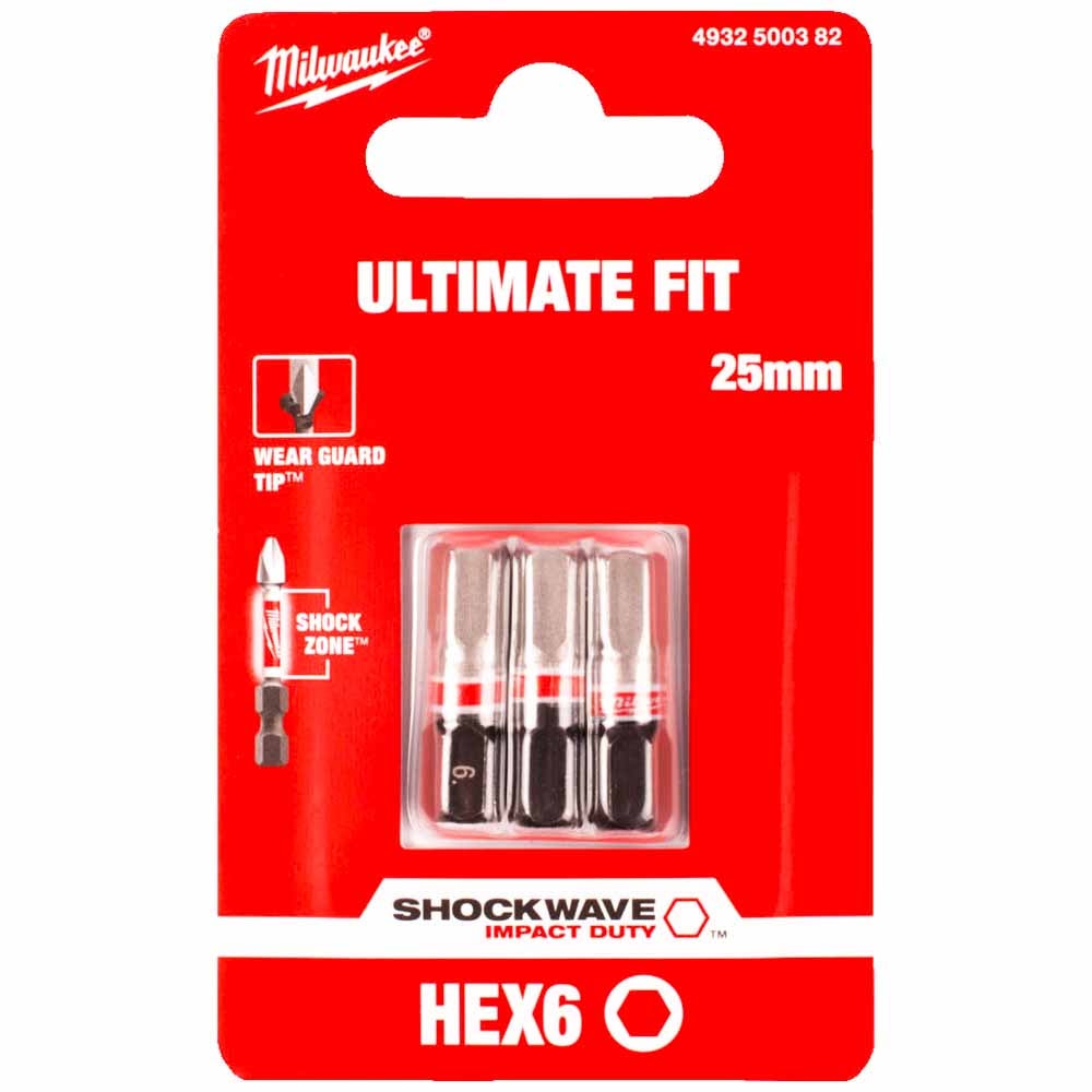 Бита ударная Shockwave Impact Duty HEX6.0 25 мм (3 шт) Milwaukee (4932500382)