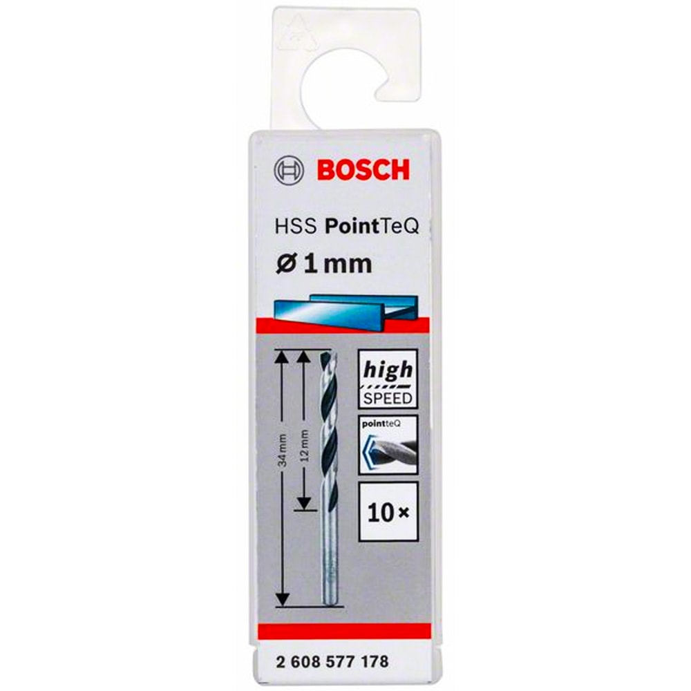 Сверло по металлу HSS PointTeQ 1,0 мм (10 шт), BOSCH, фото 3