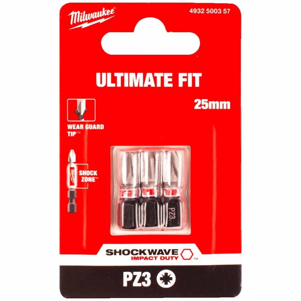 Бита ударная Shockwave Impact Duty PZ3 25 мм (3 шт) Milwaukee (4932500357)