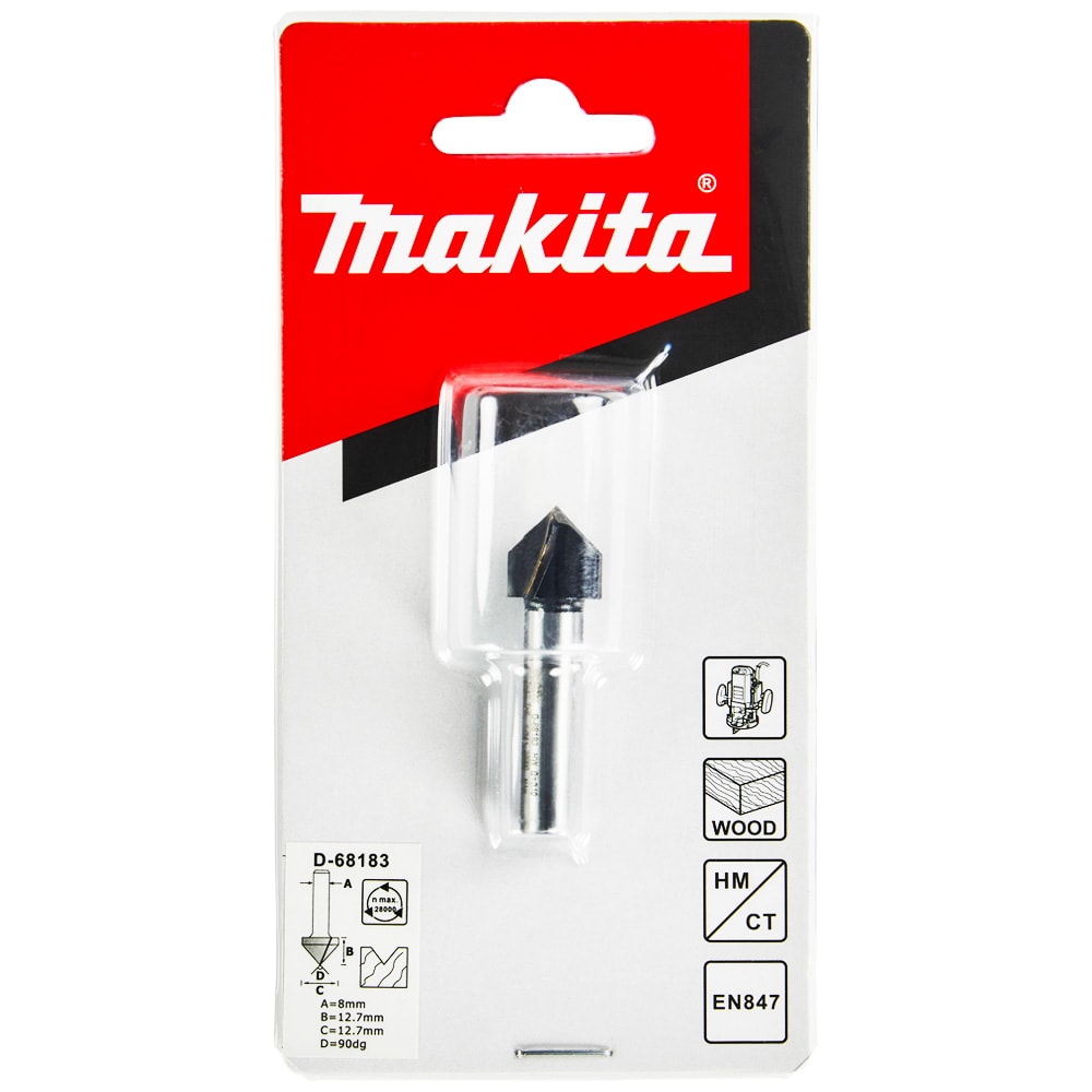Фреза V-образная 90° 12.7x12.7x45 / хв 8 мм MAKITA (D-68183)