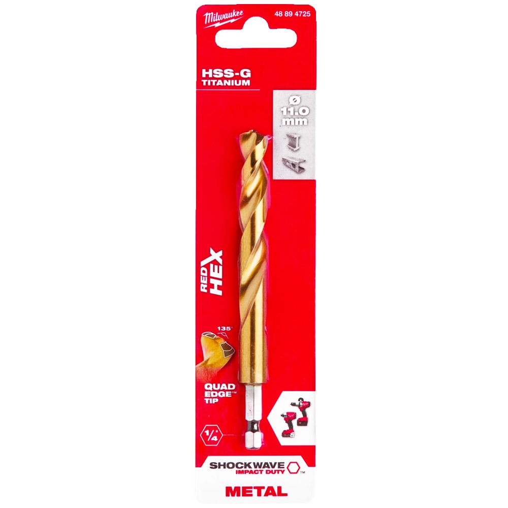 Сверло по металлу 11х125 мм Shokwave Red Hex HSS-G Tin Milwaukee (48894725)