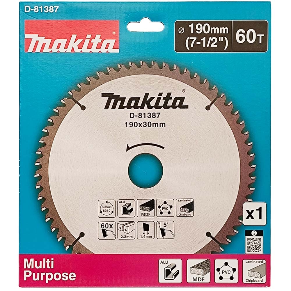 Диск пильный 190x2,2х30 мм Z60 универсальный (алюминий/дерево/пластик), MAKITA