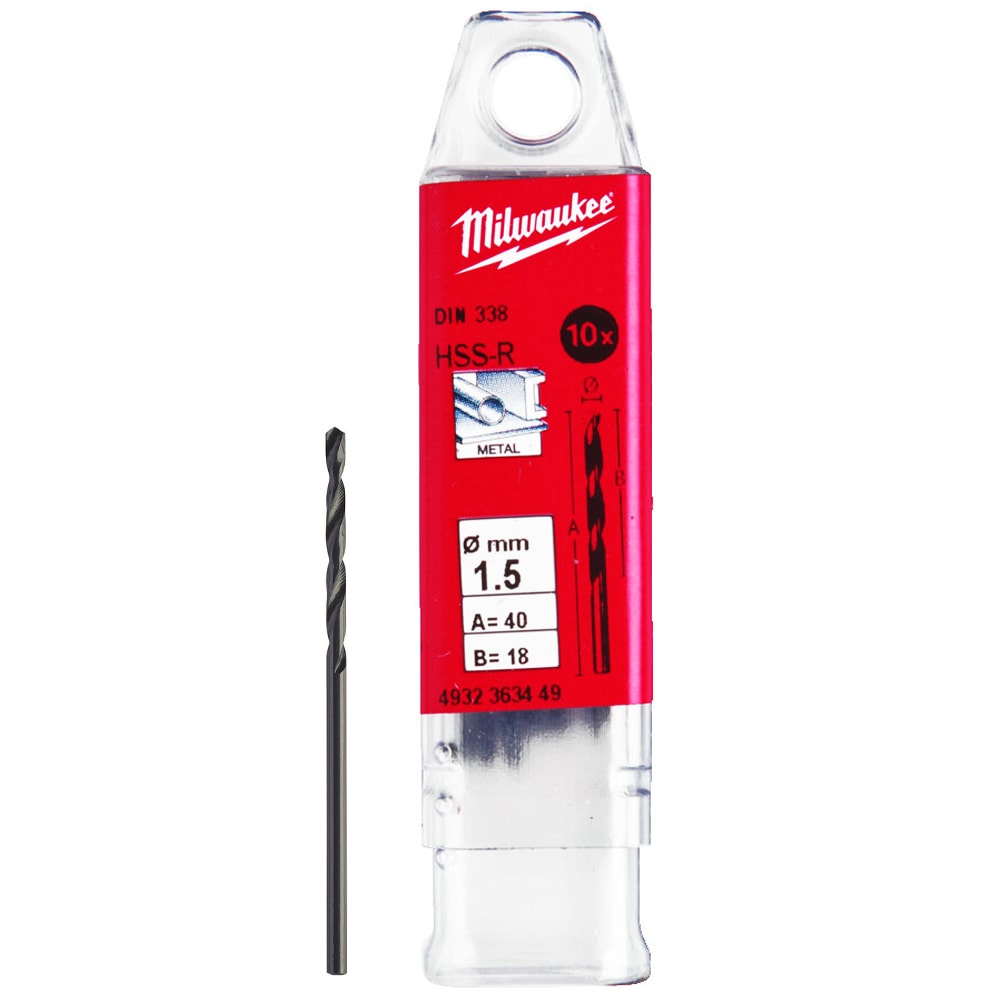 Сверло по металлу 1,5х40 мм HSS-R (10 шт) Milwaukee (4932363449)