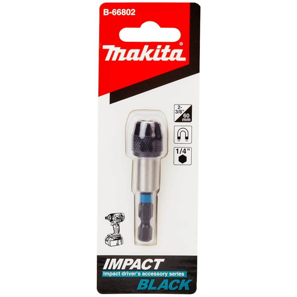 Магнитный держатель для бит 60 мм Impact Black (с зажимным патроном) MAKITA (B-66802)