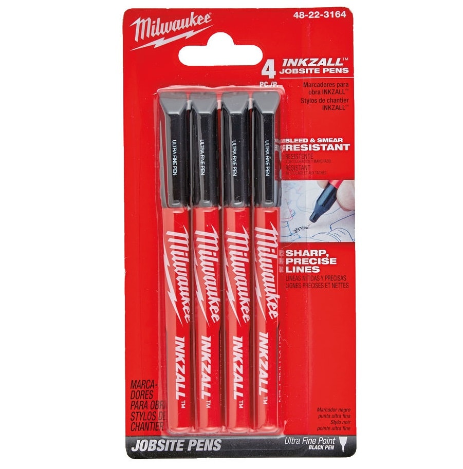 Набор черных ручек INKZALL Fine Tip (4 шт) Milwaukee (48223164)