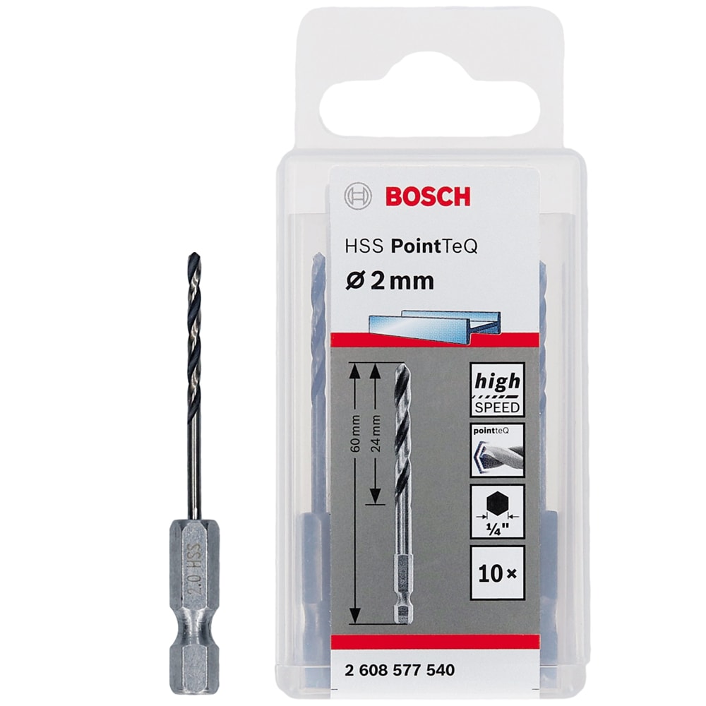 Сверло по металлу 2 х 60 мм (10 шт) HSS PointTeQ HEX BOSCH (2608577540)