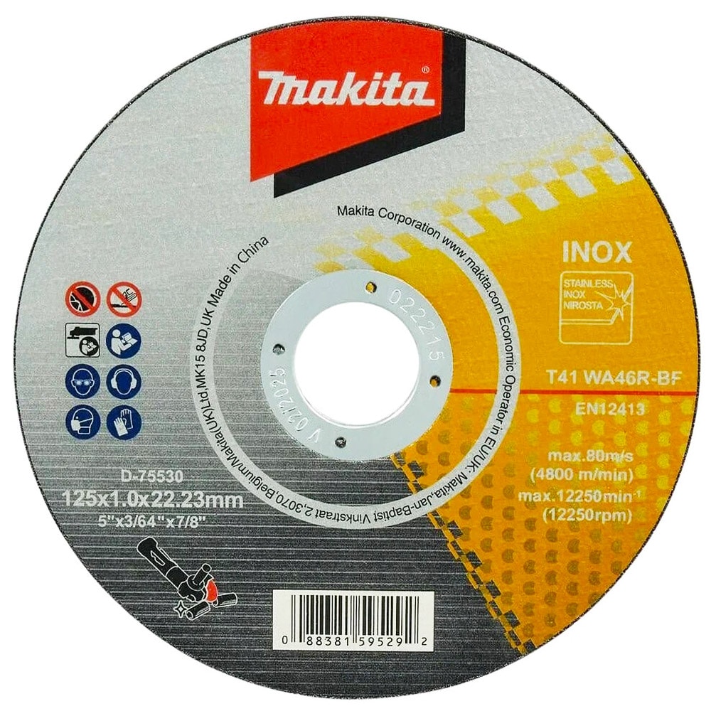 Отрезной круг 125x1,0x22,23 мм по металлу / нержавеющей стали MAKITA (D-75530)