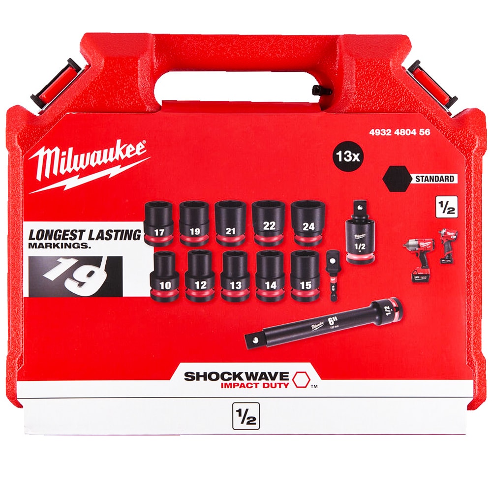 Набор торцовых ударных головок 10-24 мм 13 шт (1/2") Shockwave Impact Duty Milwaukee (4932480456), фото 2