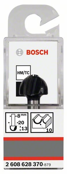 Фреза галтельная R10 D20x13x46 / хв 8 мм BOSCH (2608628370)