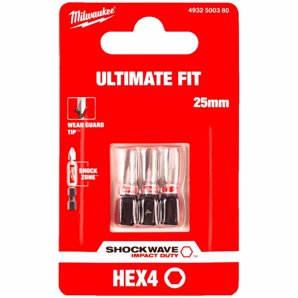 Бита ударная Shockwave Impact Duty HEX4.0 25 мм (3 шт) Milwaukee (4932500380)