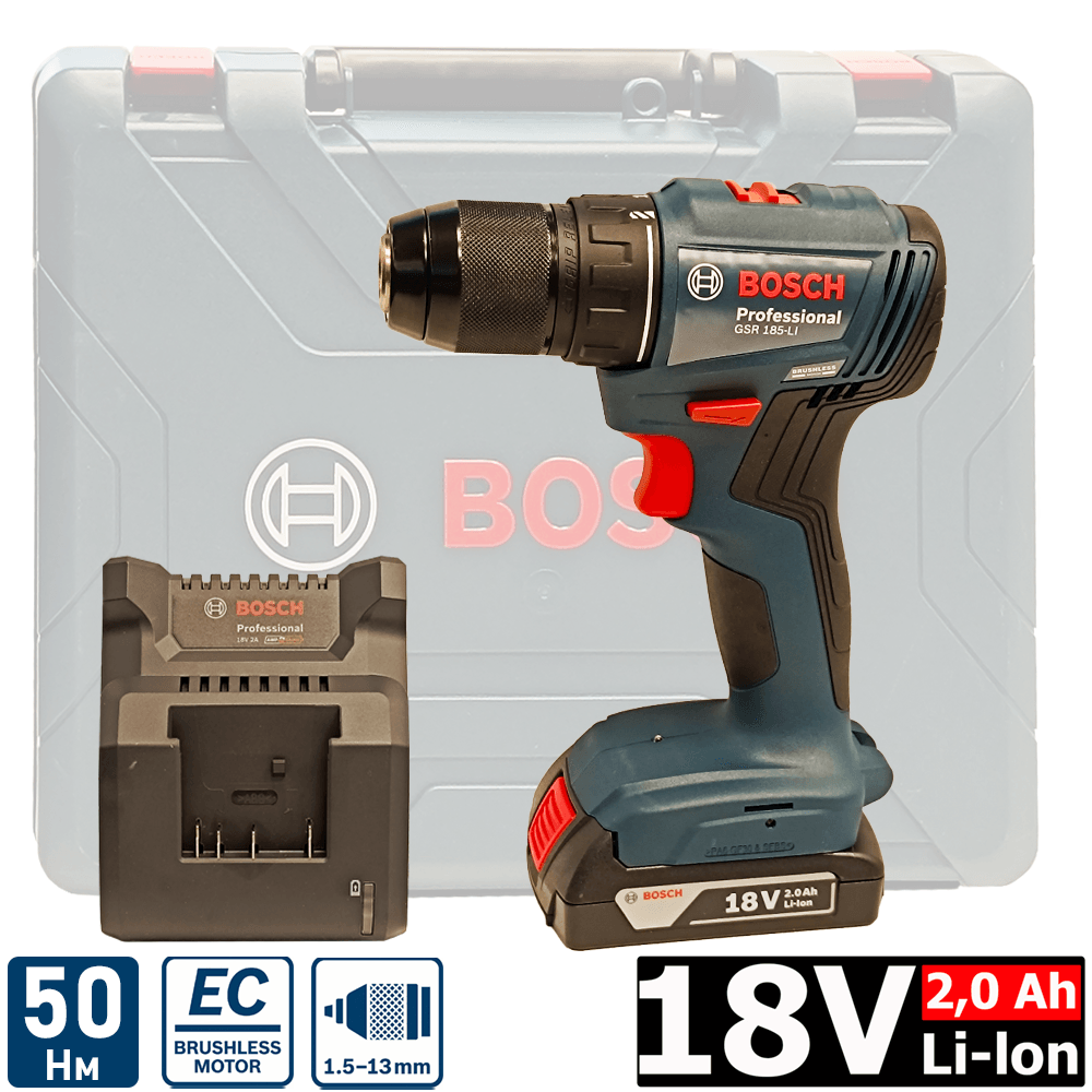 Дрель-шуруповерт аккумуляторная GSR 185-LI Professional BOSCH (06019K3001)