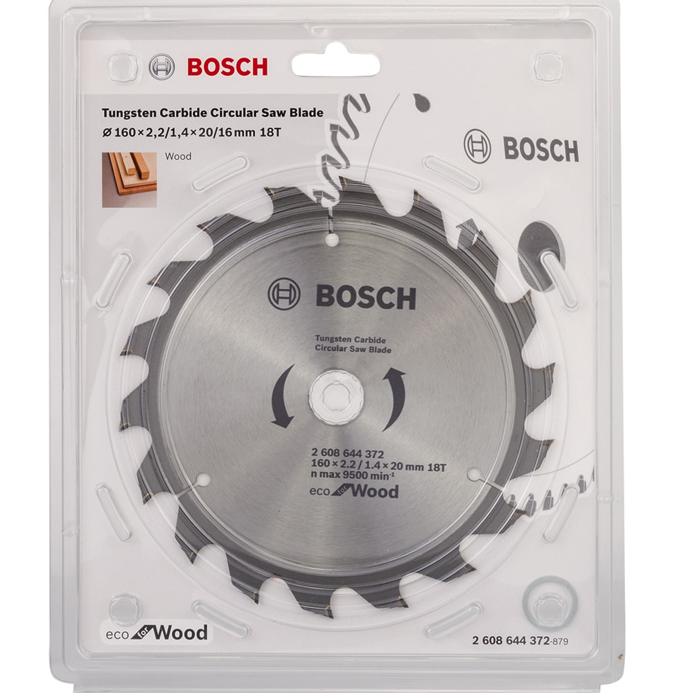 Диск пильный ECO 160х2,2х20/16 мм Z18 Wood, BOSCH