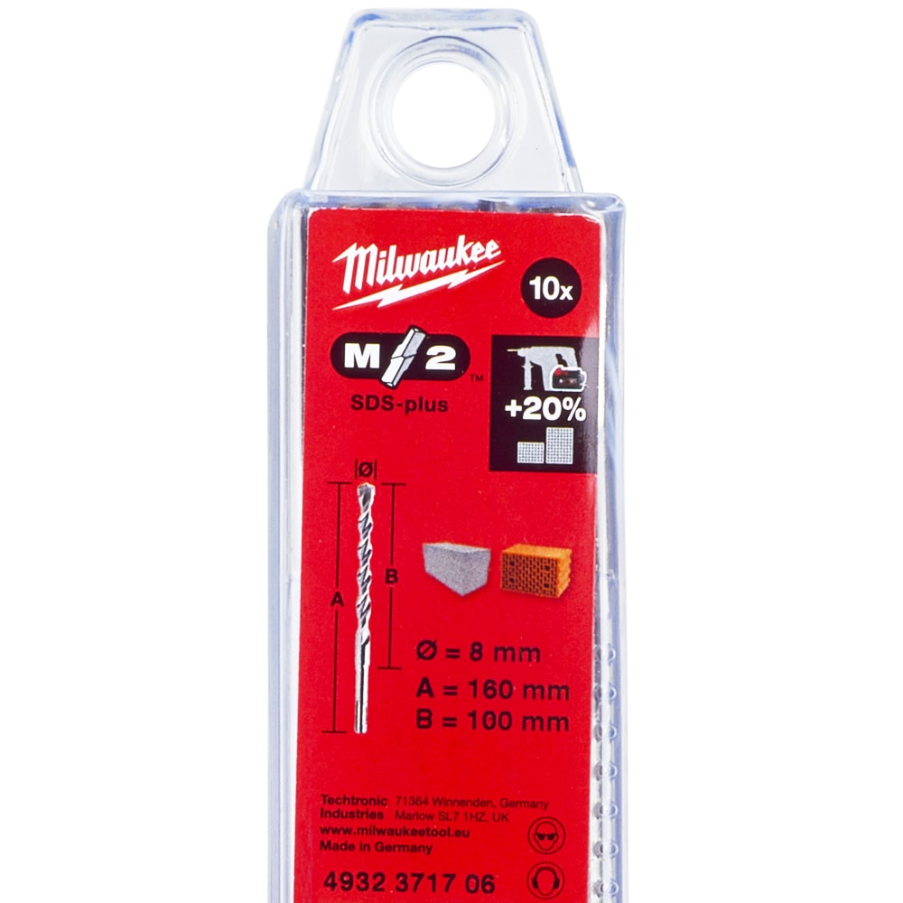 Бур по бетону SDS-Plus M2 8x100х160 мм (10 шт) Milwaukee (4932371706), фото 3