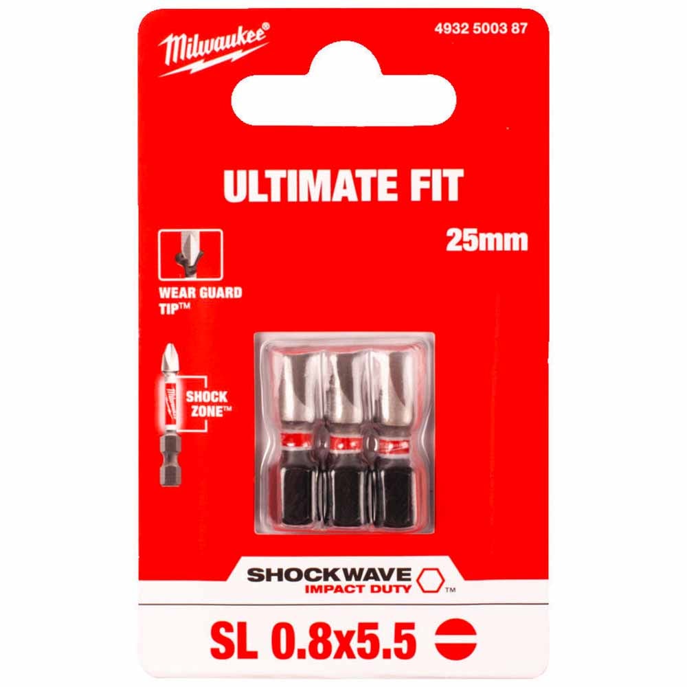 Бита ударная Shockwave Impact Duty SL 0.8x5.5 25 мм (3 шт) Milwaukee (4932500387)