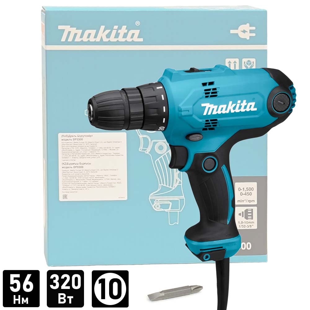 Шуруповерт электрический DF0300 (320 Вт / 56 Nm), MAKITA