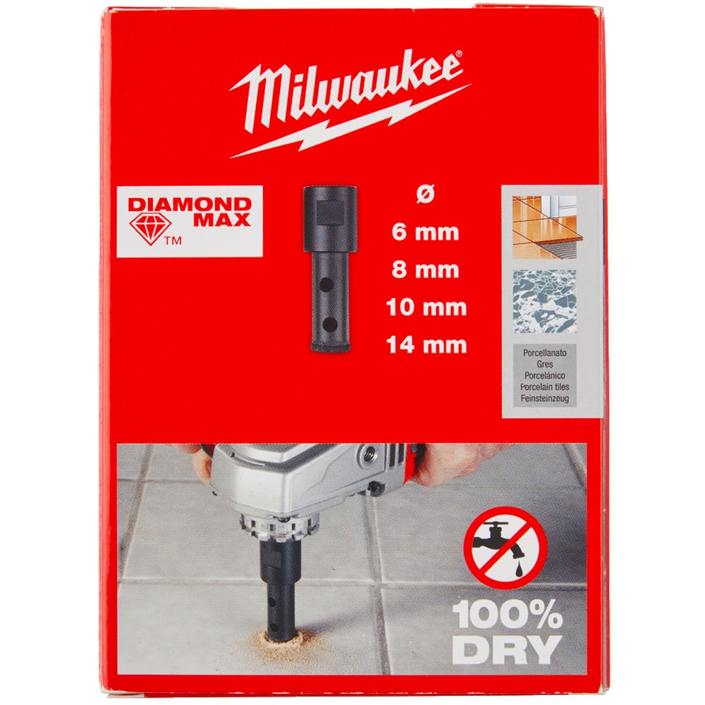 Набор алмазных коронок 6 / 8 / 10 / 14 мм DIAMOND MAX (4 шт) к углошлифмашине Milwaukee (4932471863)