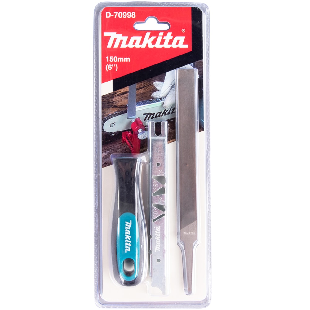 Напильник плоский с рукояткой / шаблоном для ухода за цепью, MAKITA