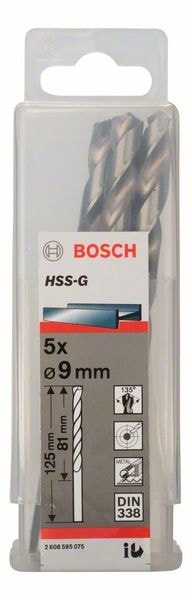 Сверло по металлу HSS-G 9,0x81x125 мм (1 шт), BOSCH