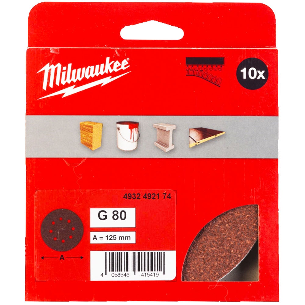 Шлифлист 125 мм Р80 (10 шт) Milwaukee (4932492174)