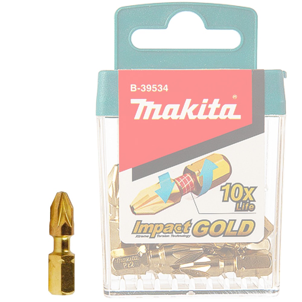 Бита крестообразная Impact Gold Torsion PZ2 25 мм C-form (10 шт) MAKITA (B-39534)