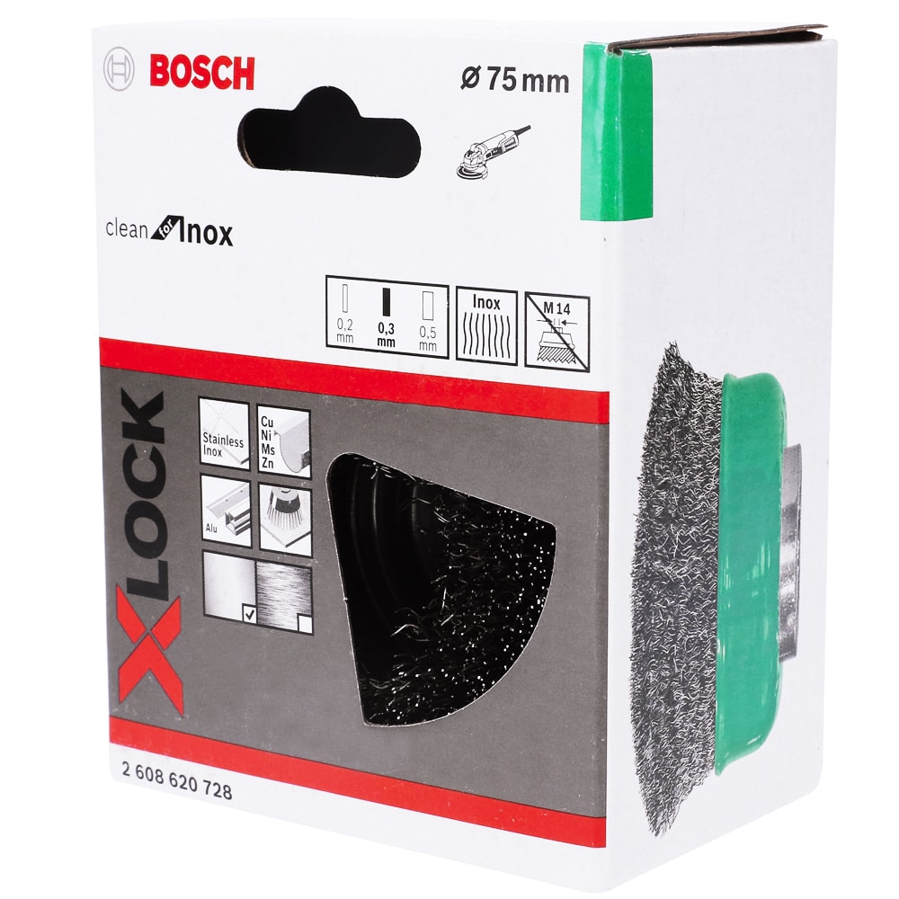 Щетка чашечная 75 мм X-Lock (витая / Inox сталь 0,3 мм), BOSCH, фото 4