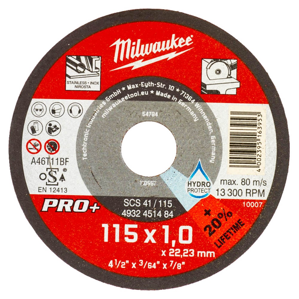 Отрезной круг 115х1,0х22,23 мм SCS 41 для металла Milwaukee (4932451484)