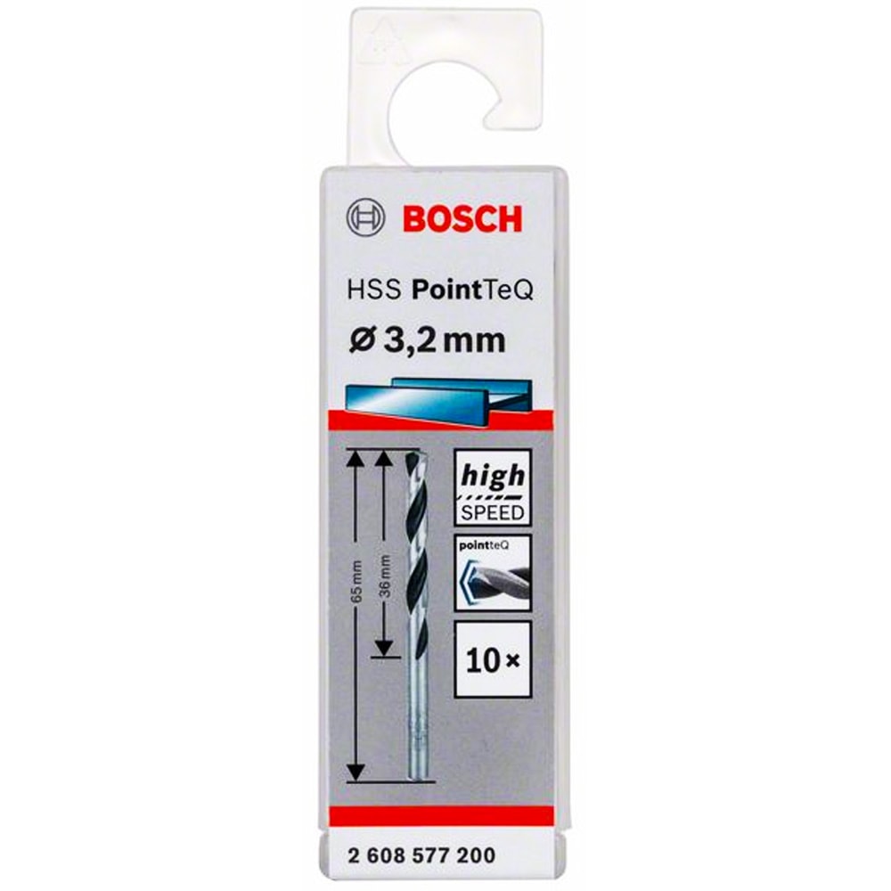 Сверло по металлу HSS PointTeQ 3,2 мм (10 шт), BOSCH, фото 3