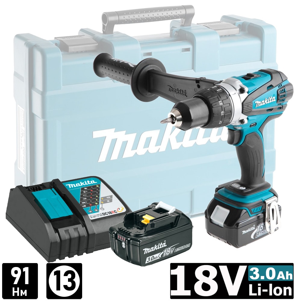 Дрель-шуруповерт аккумуляторная DDF458RFE (DDF 458 RFE) MAKITA