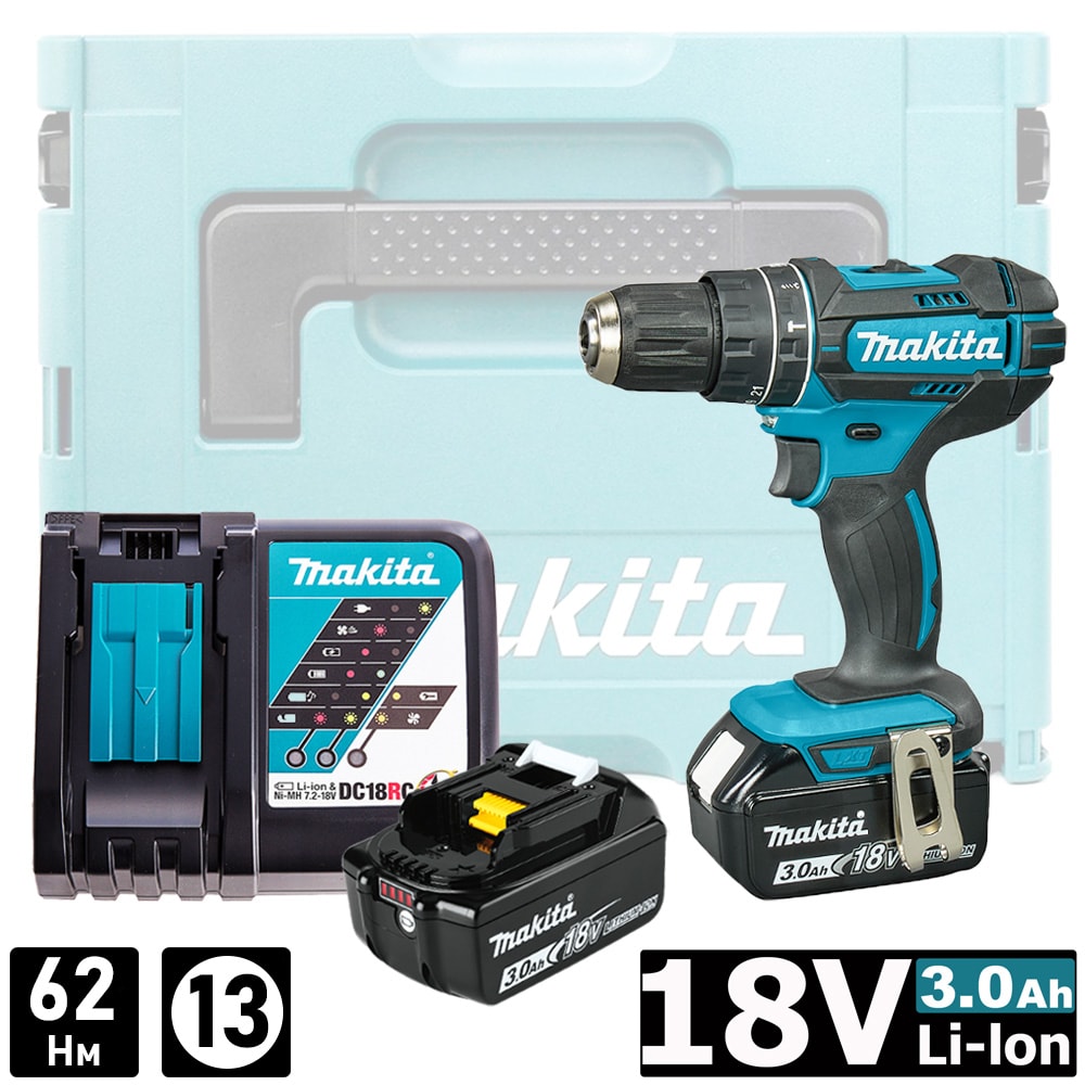 Дрель-шуруповерт ударная аккумуляторная DHP482RFJ (DHP 482 RFJ) MAKITA