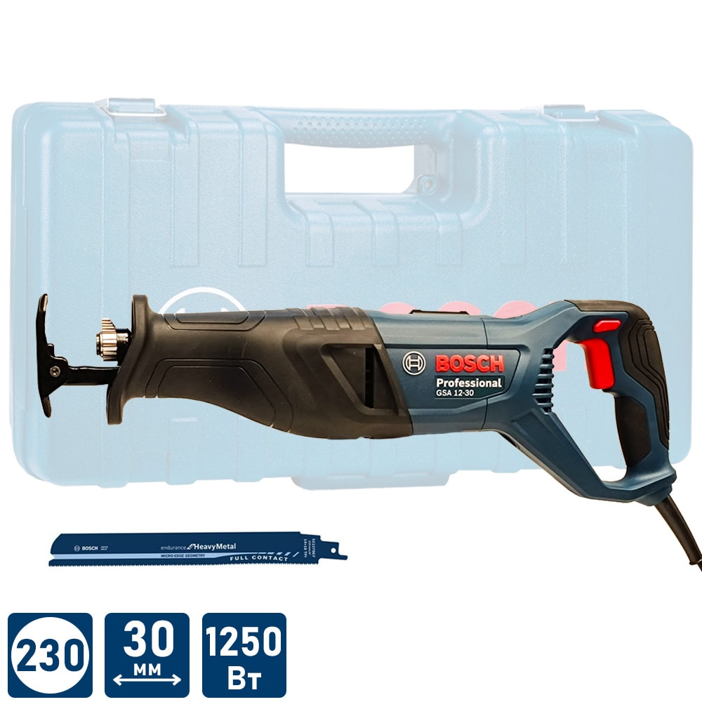 Сабельная пила GSA 12-30 (1250 Вт / 2 полотна / Кейс), BOSCH