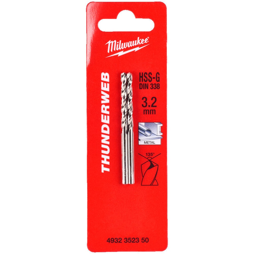 Сверло по металлу 3,2x65 мм (2 шт) HSS-G Thunderweb Milwaukee (4932352350)