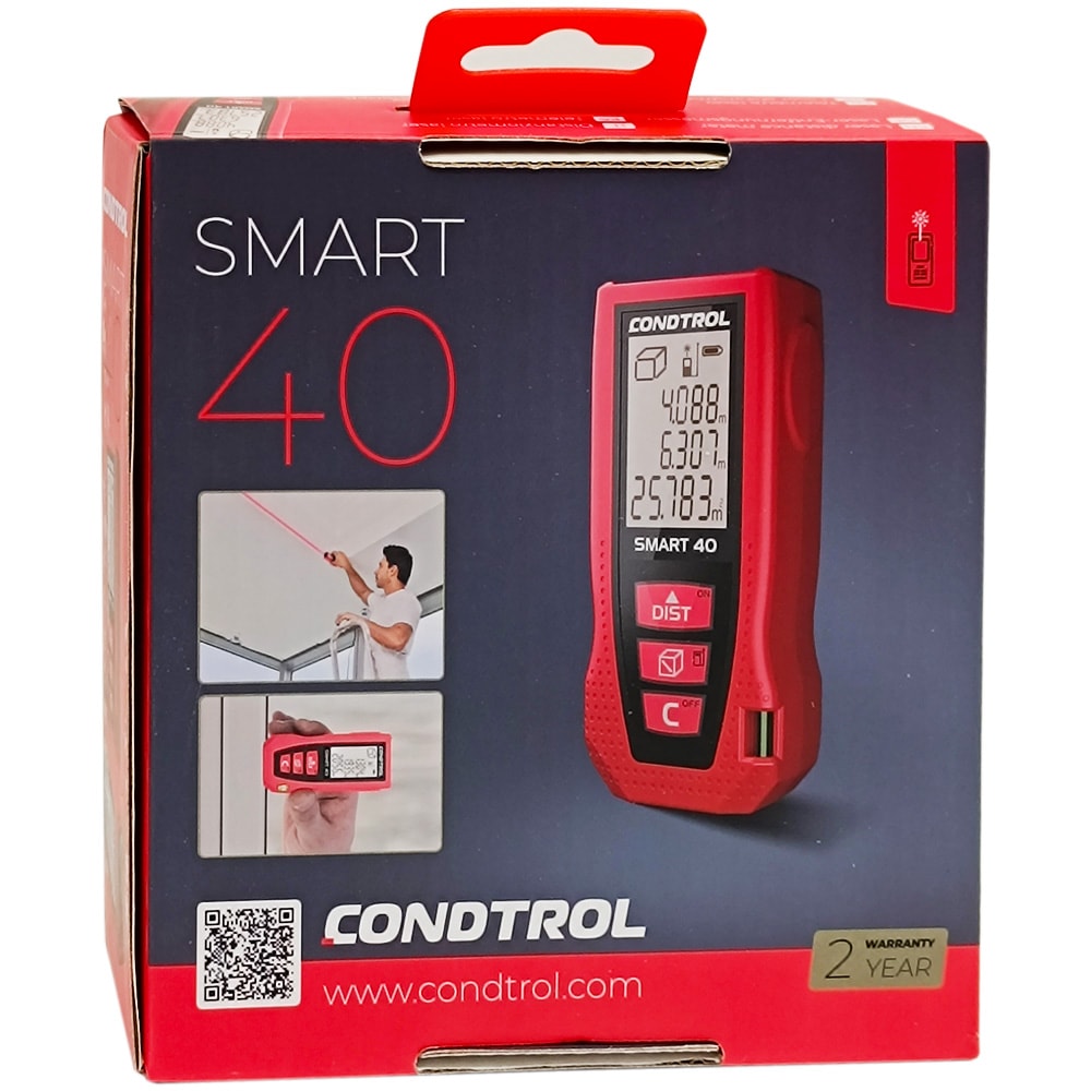 Дальномер лазерный SMART 40 (Красный / 40 м / ± 1,5 мм / 2хAAA / Чехол), CONDTROL, фото 3