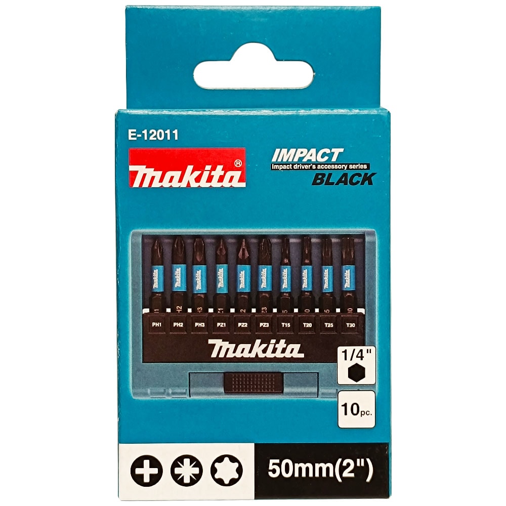 Набор ударных бит Impact Black 50 мм (10 шт) MAKITA (E-12011)