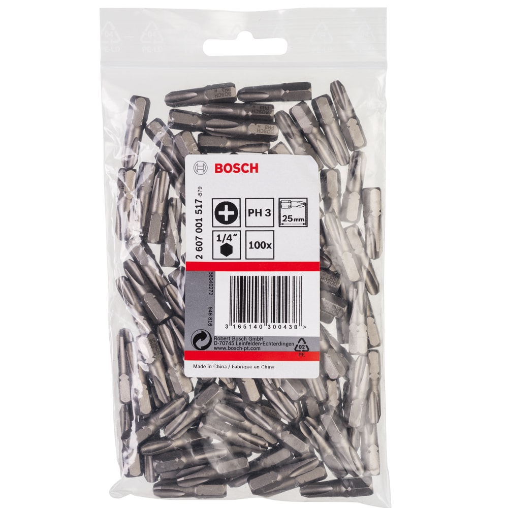 Бита крестообразная Extra Hart PH3 25 мм (100 шт) BOSCH (2607001517), фото 3