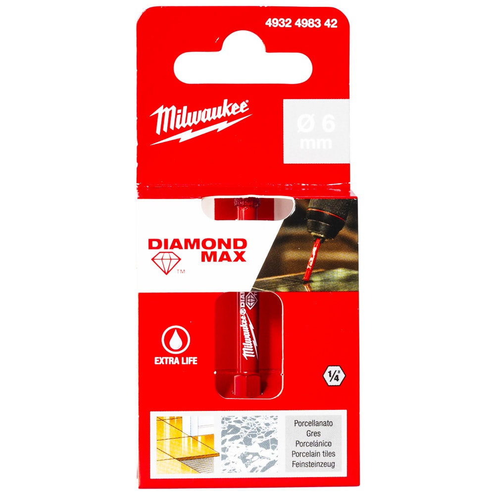 Алмазная коронка D6 мм 1/4" Hex Diamond Plus Milwaukee (4932498342)