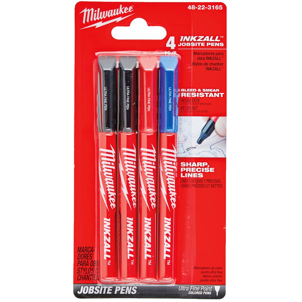 Набор цветных ручек INKZALL Fine Tip (4 шт) Milwaukee (48223165)