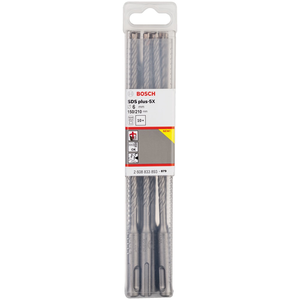Бур по бетону SDS-Plus-5X 6x150x210 мм (10 шт) BOSCH (2608833893), фото 2