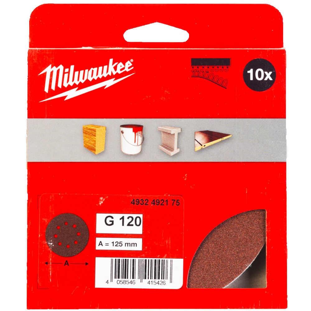 Шлифлист 125 мм Р120 (10 шт) Milwaukee (4932492175)