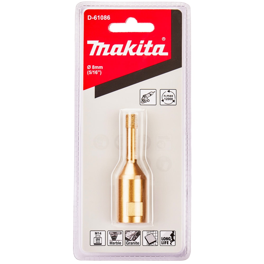 Алмазная коронка D8 мм M14 по граниту MAKITA (D-61086)