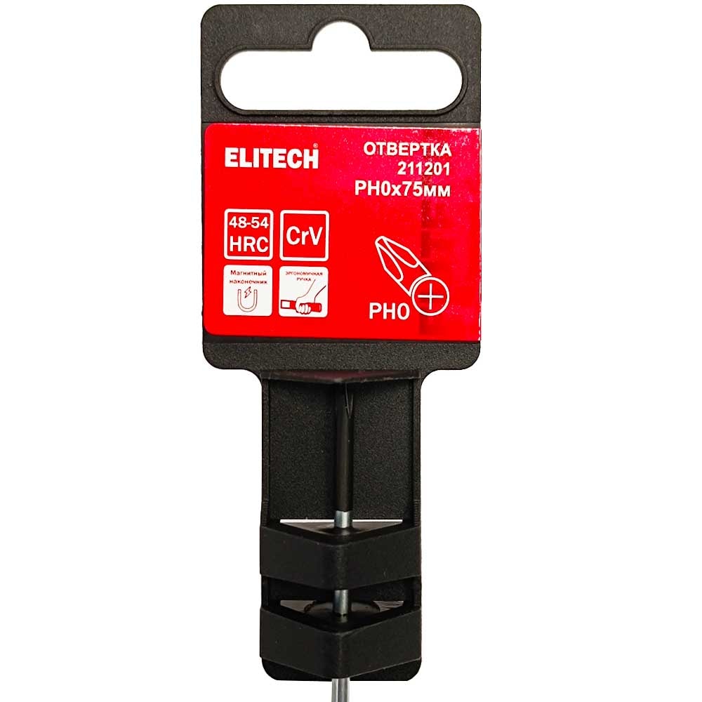 Отвертка PH0 х 75 мм с магнитным наконечником ELITECH (211201), фото 2